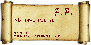Pálffy Patrik névjegykártya