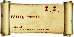 Pálffy Patrik névjegykártya